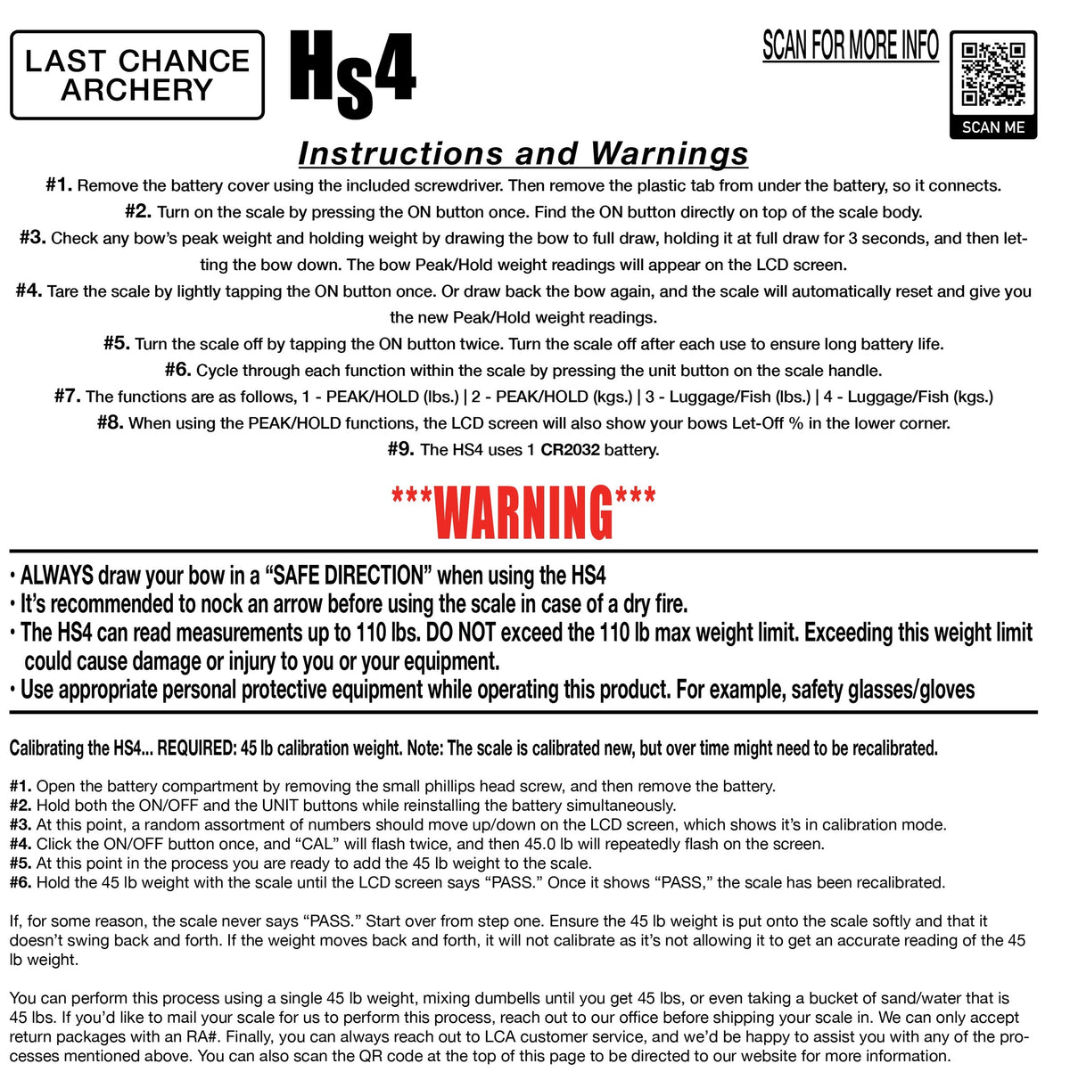 Last Chance scale HS4