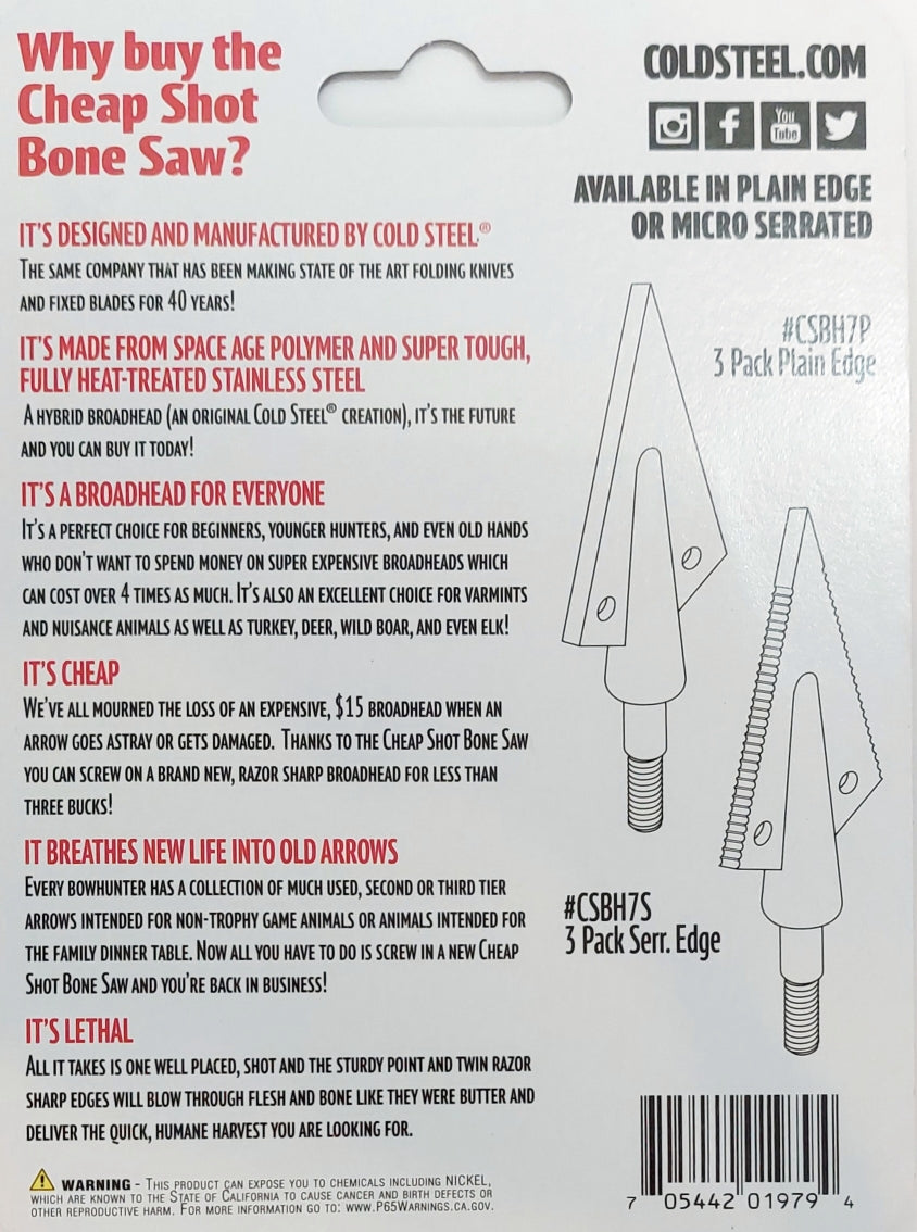 Cold Steel CSBH7P Broadhead رأس سهم