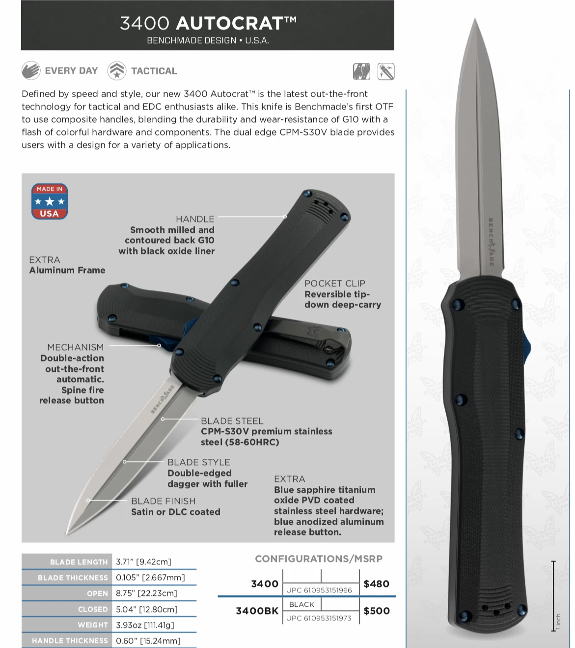 BENCHMADE 3400 Autocrat AUTO OTF