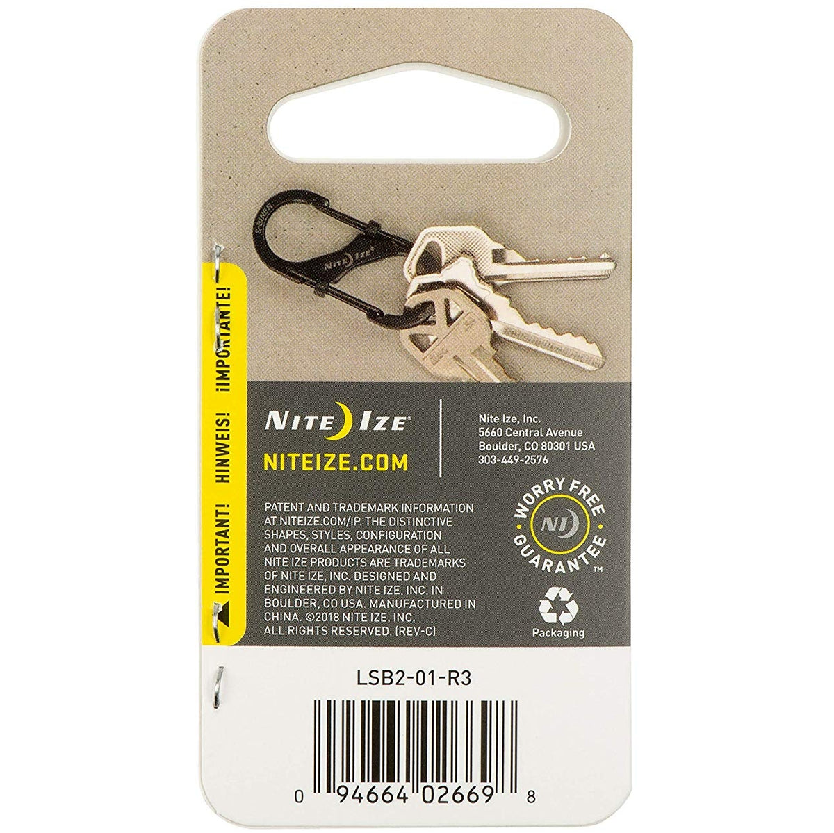 Nite Ize S-Biner SlideLock No2 Black
